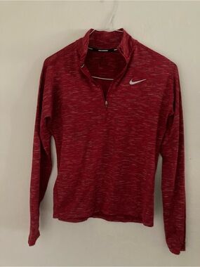 Nike Red Heather Quarter-Zip Performance Top